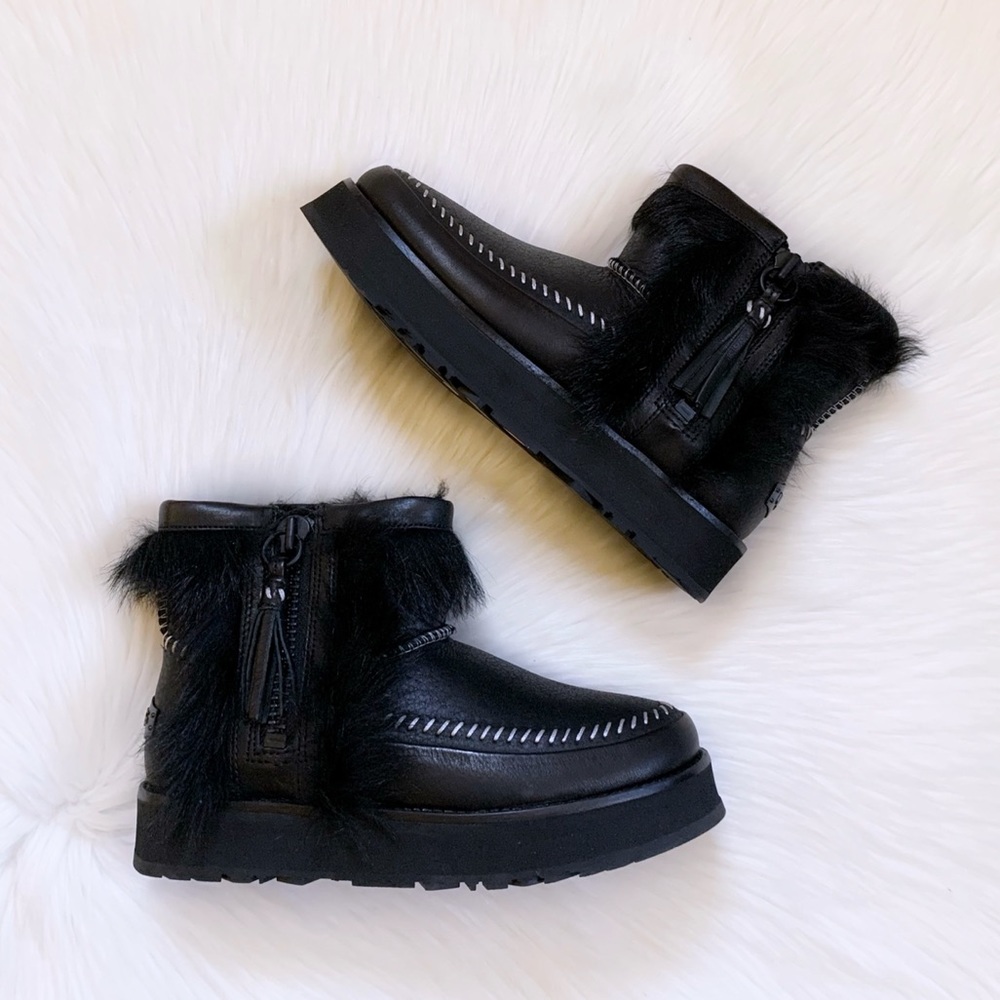 UGG Women’s Fluff Punk Boots In Black - Picture 4 of 9